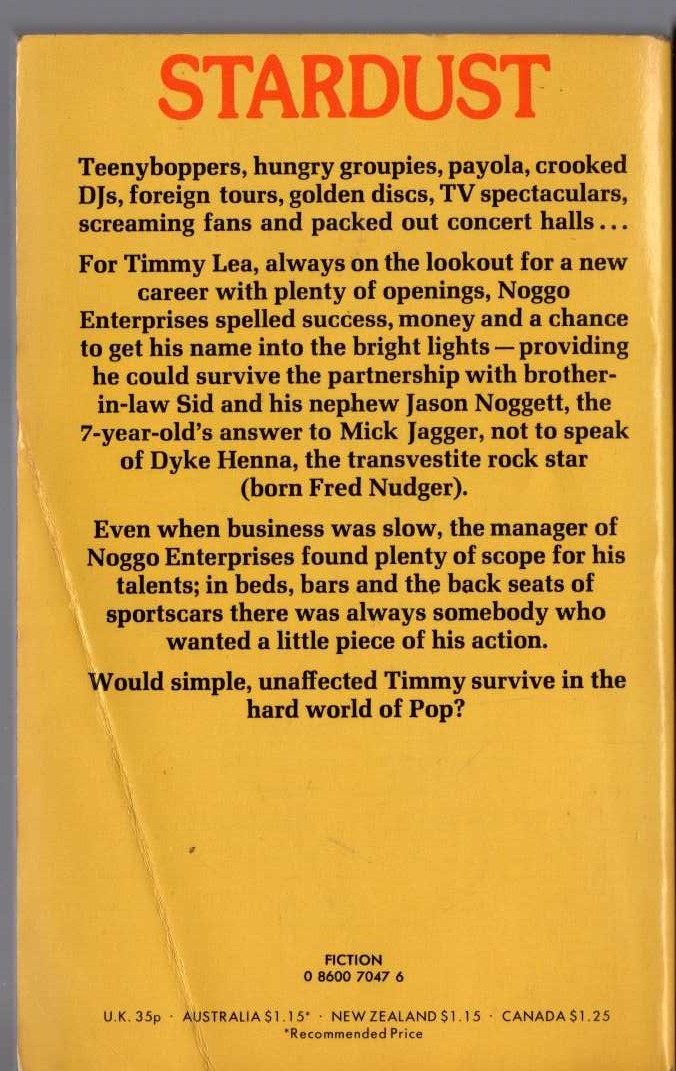 Timothy Lea  CONFESSIONS FROM THE POP SCENE magnified rear book cover image