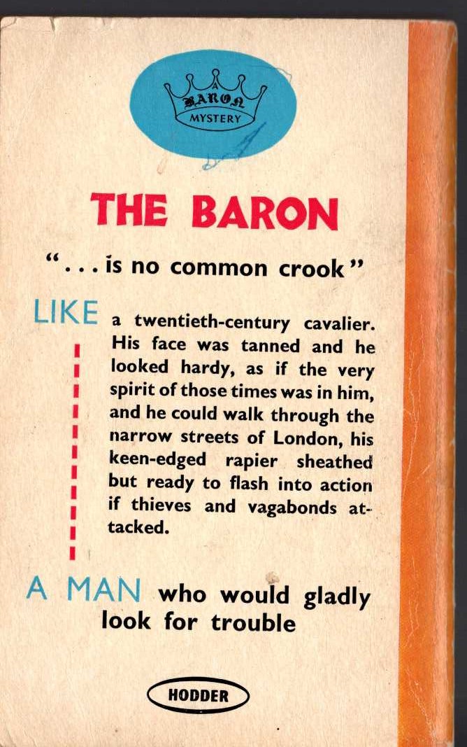 Anthony Morton  THE BARON GOES FAST magnified rear book cover image