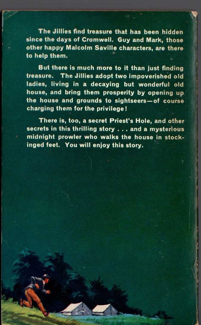 Malcolm Saville  THE AMBERMERE TREASURE magnified rear book cover image