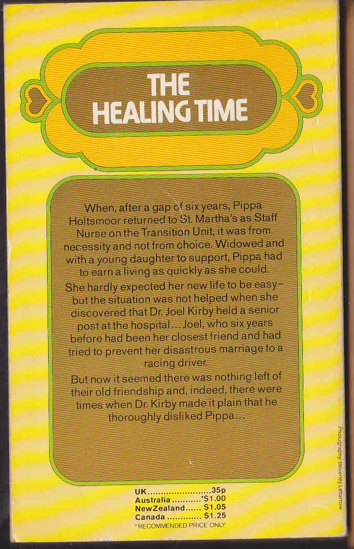 Lucilla Andrews  THE HEALING TIME magnified rear book cover image