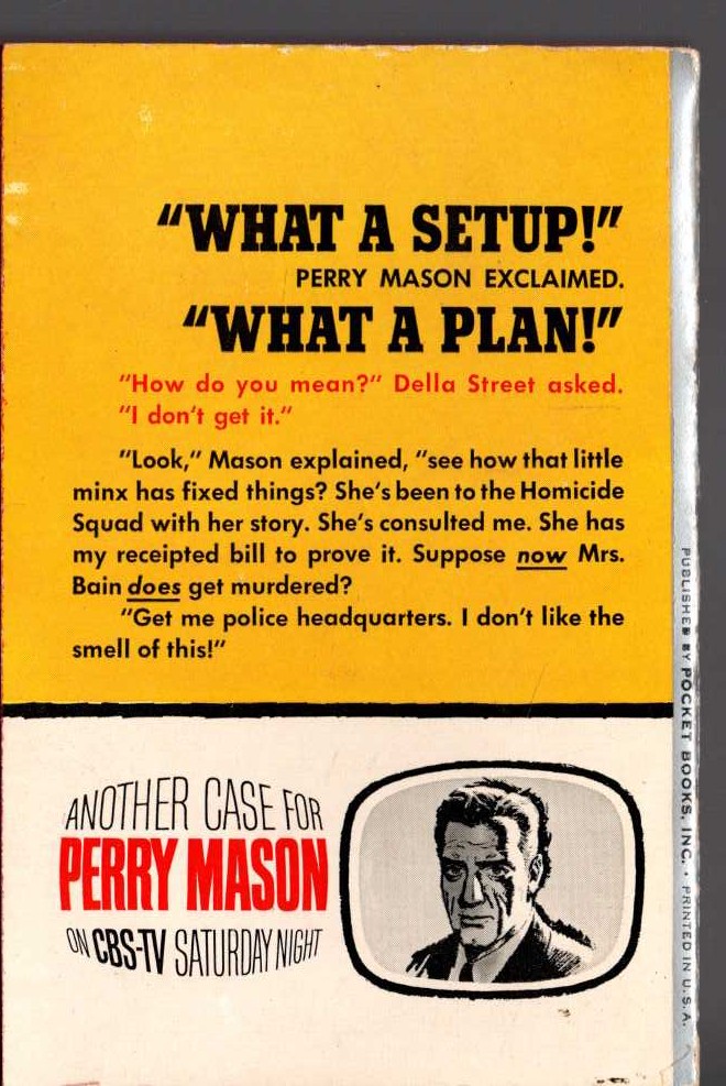 Erle Stanley Gardner  THE CASE OF THE FIERY FINGERS magnified rear book cover image