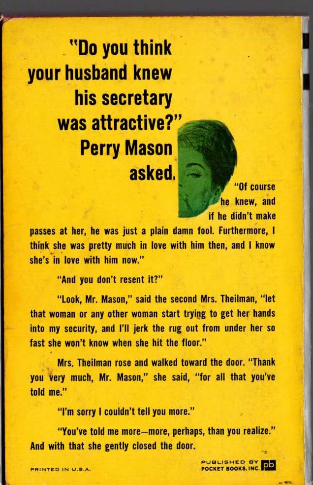 Erle Stanley Gardner  THE CASE OF THE SHAPELY SHADOW magnified rear book cover image