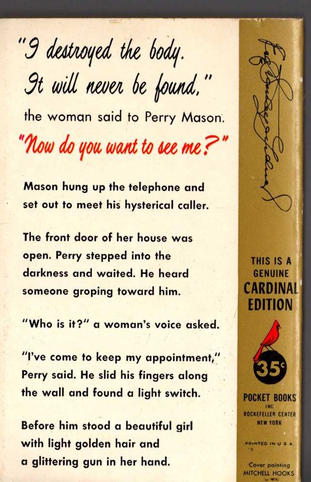 Erle Stanley Gardner  THE CASE OF THE EMPTY TIN magnified rear book cover image