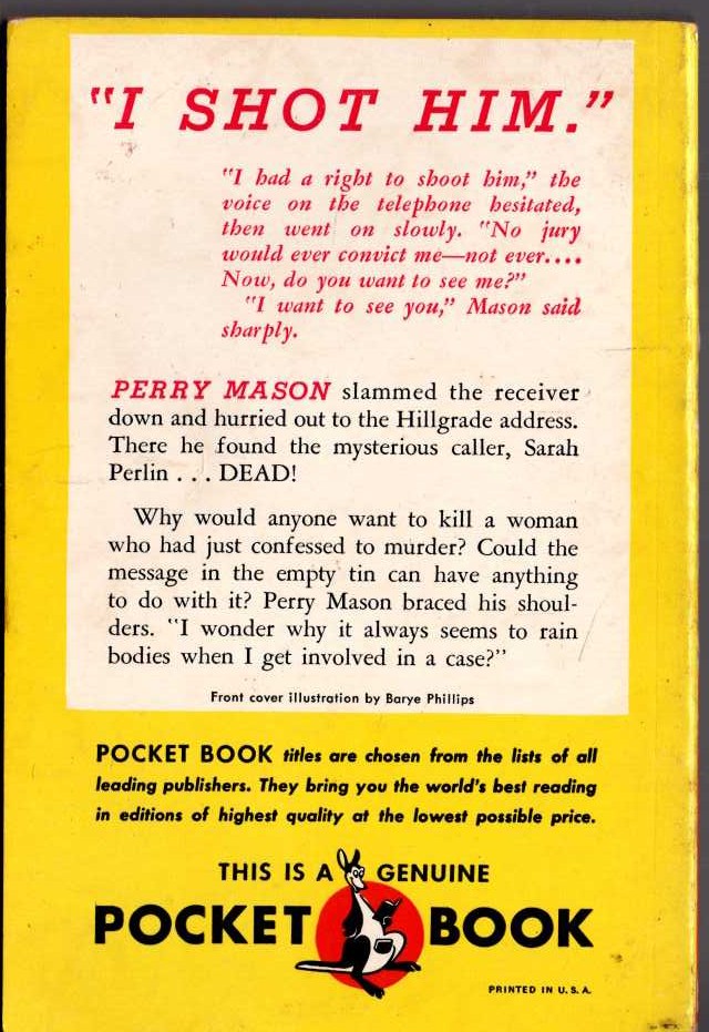 Erle Stanley Gardner  THE CASE OF THE EMPTY TIN magnified rear book cover image