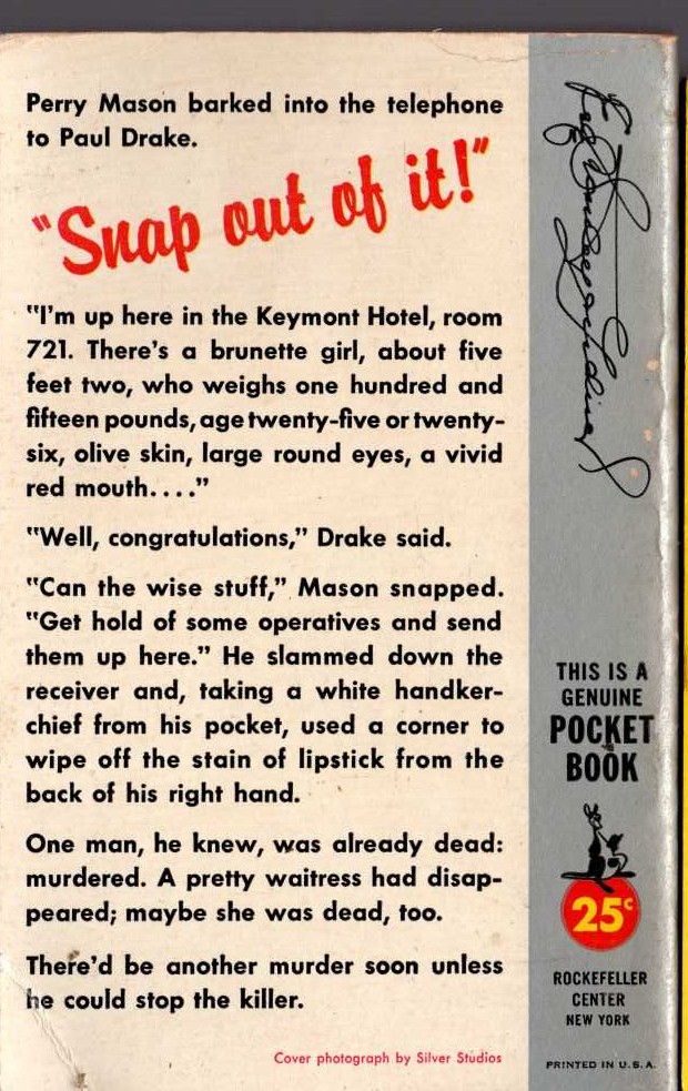 Erle Stanley Gardner  THE CASE OF THE MOTH-EATEN MINK magnified rear book cover image