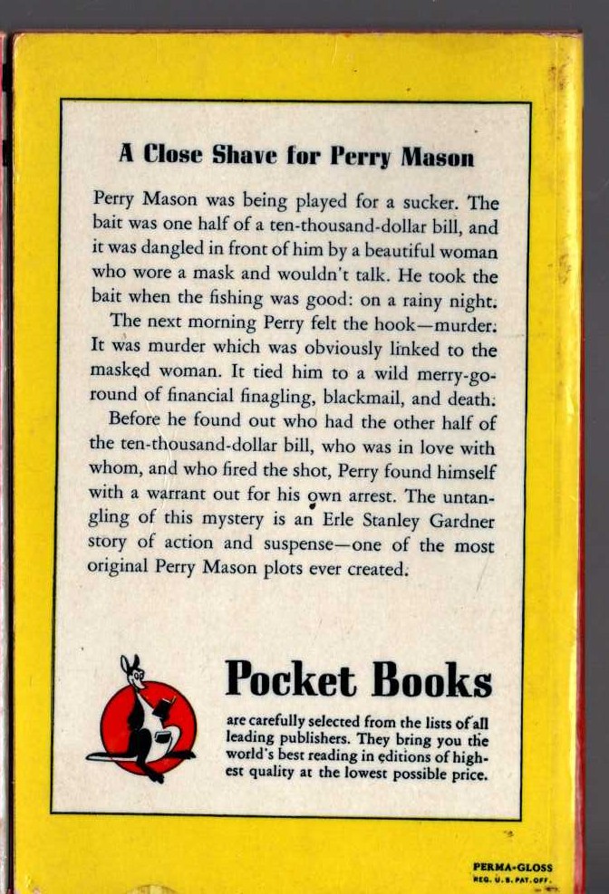Erle Stanley Gardner  THE CASE OF THE BAITED HOOK magnified rear book cover image