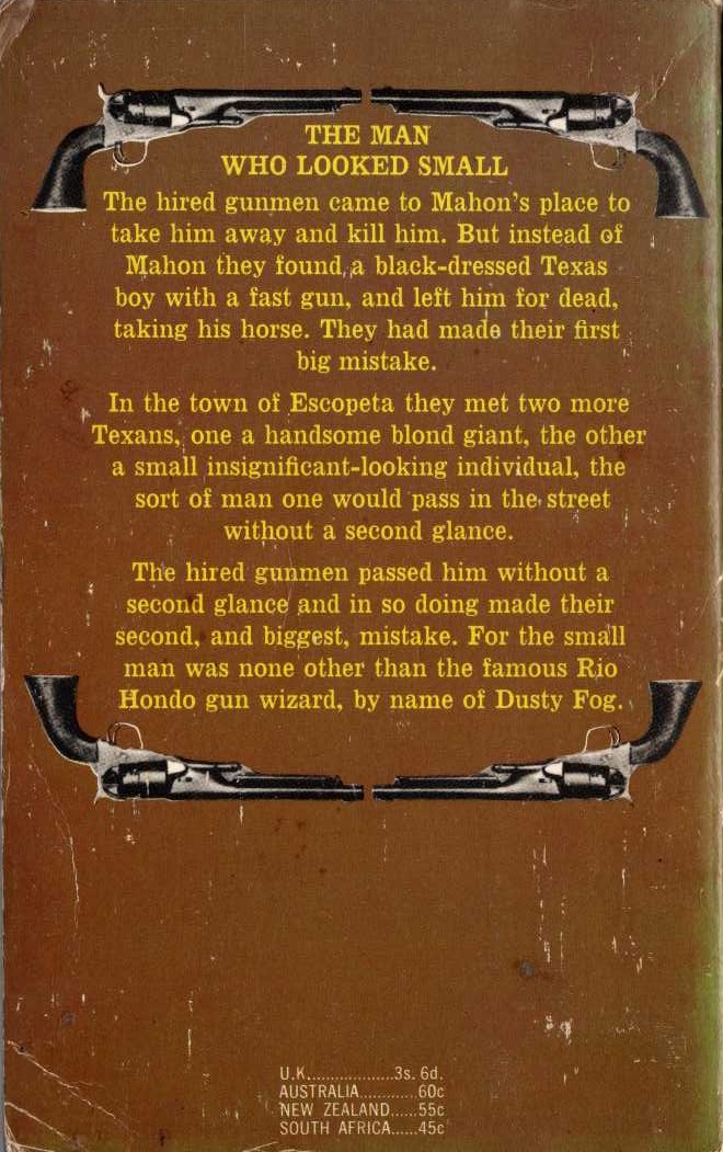 J.T. Edson  THE RIO HONDO KID magnified rear book cover image