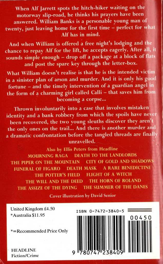 Ellis Peters  NEVER PICK UP HITCH-HIKERS! magnified rear book cover image
