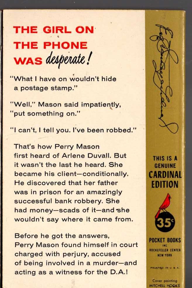 Erle Stanley Gardner  THE CASE OF THE SUN BATHER'S DIARY magnified rear book cover image