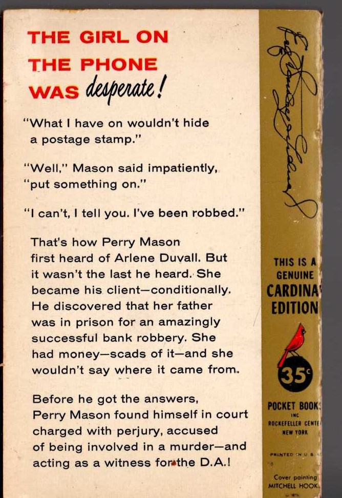 Erle Stanley Gardner  THE CASE OF THE SUN BATHER'S DIARY magnified rear book cover image