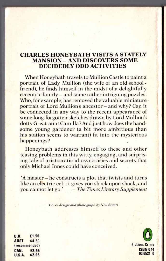 Michael Innes  LORD MULLION'S SECRET magnified rear book cover image