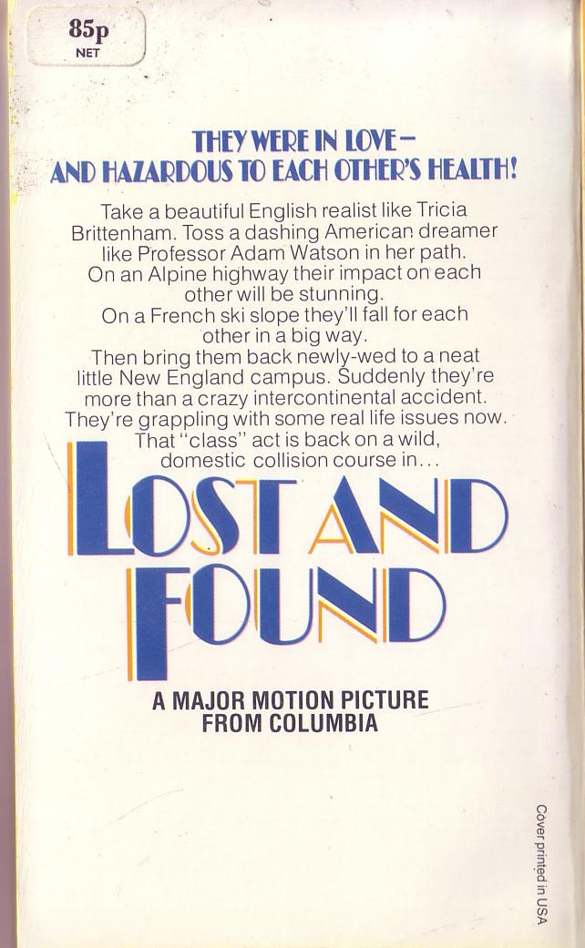 LOST AND FOUND (George Segal & Glenda Jackson) magnified rear book cover image