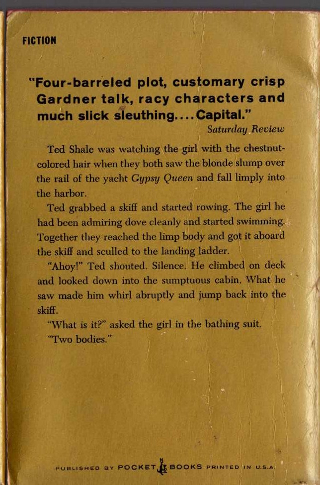 Erle Stanley Gardner  THE CASE OF THE TURNING TIDE magnified rear book cover image