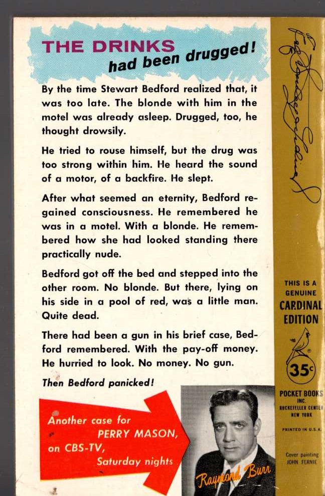 Erle Stanley Gardner  THE CASE OF THE GILDED LILY magnified rear book cover image