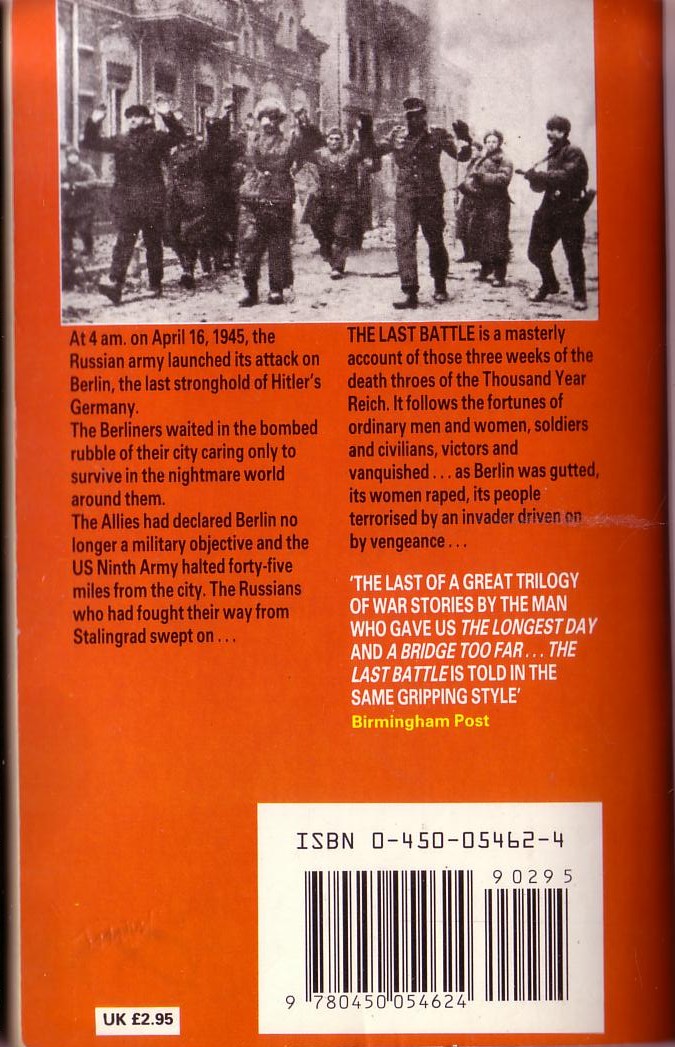 Cornelius Ryan  THE LAST BATTLE [Berlin 1945] magnified rear book cover image