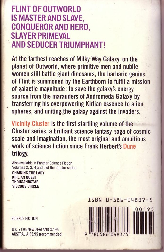 Piers Anthony  VICINITY CLUSTER magnified rear book cover image