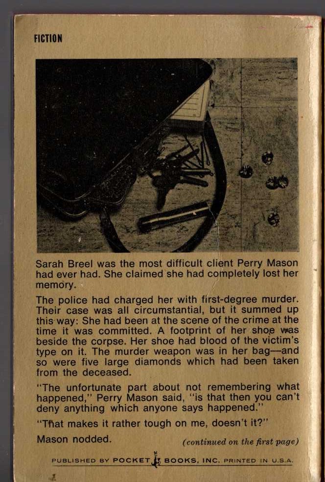 Erle Stanley Gardner  THE CASE OF THE SHOPLIFTER'S SHOE magnified rear book cover image