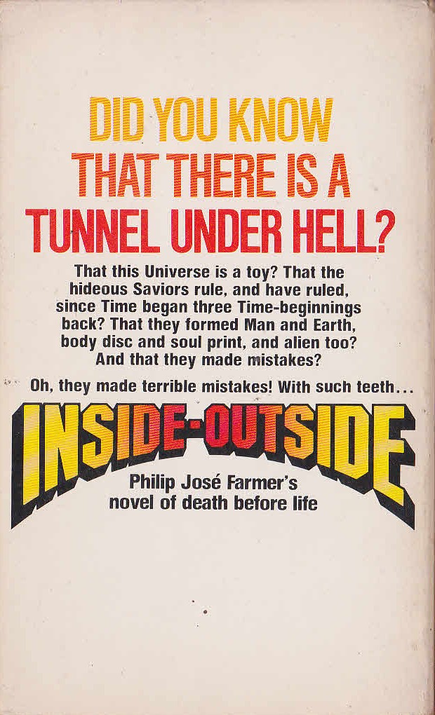 Philip Jose Farmer  INSIDE-OUTSIDE magnified rear book cover image