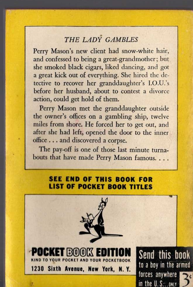 Erle Stanley Gardner  THE CASE OF THE DANGEROUS DOWAGER magnified rear book cover image