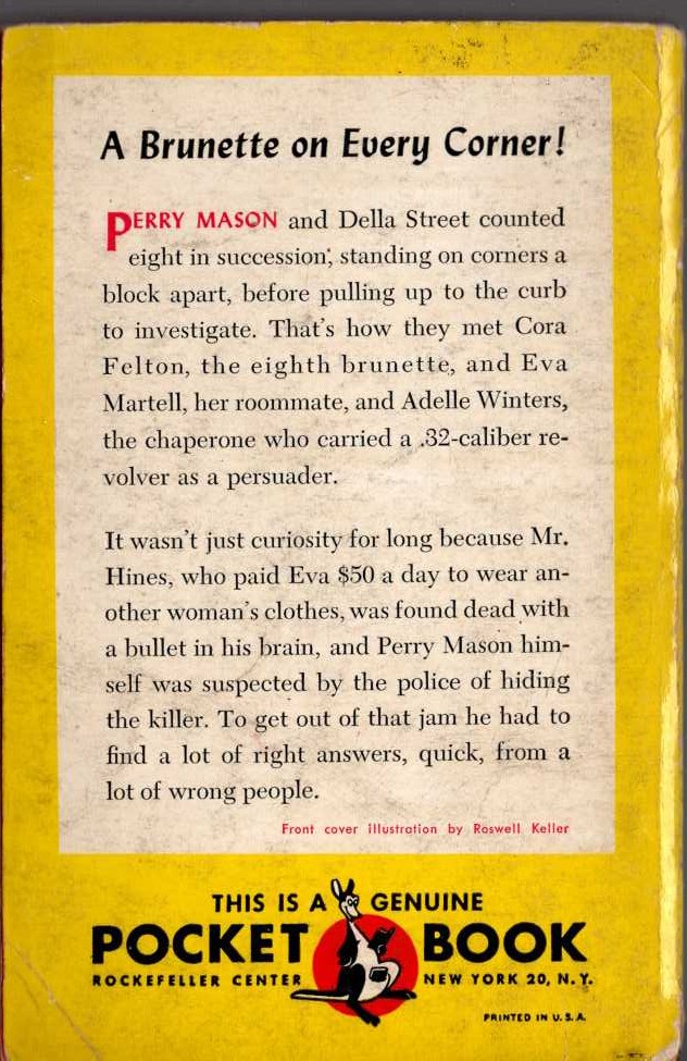 Erle Stanley Gardner  THE CASE OF THE BORROWED BRUNETTE magnified rear book cover image