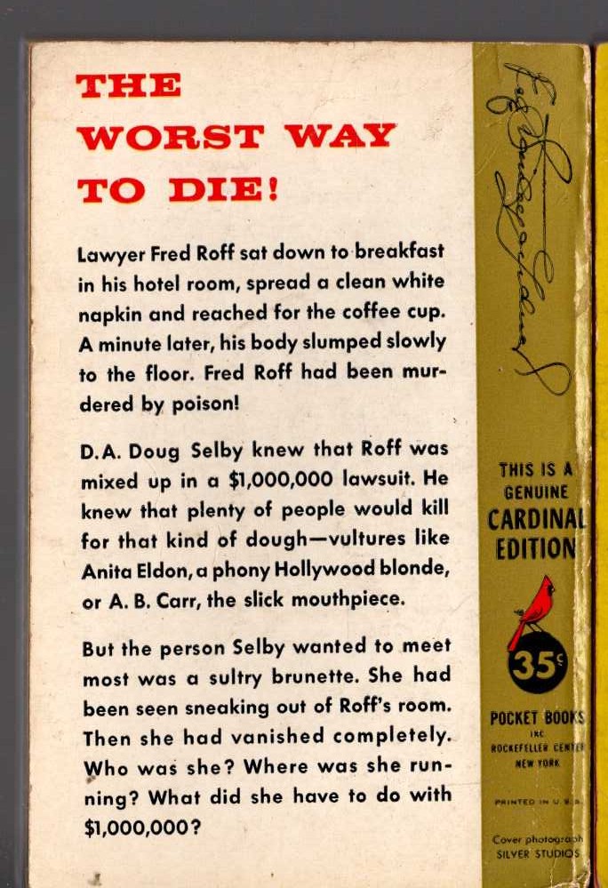 Erle Stanley Gardner  THE D.A. BREAKS A SEAL magnified rear book cover image