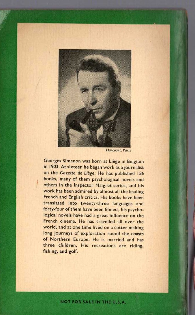 Georges Simenon  TO ANY LENGTHS magnified rear book cover image