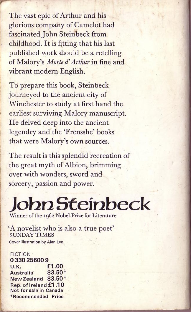 John Steinbeck  THE ACTS OF KING ARTHUR & HIS NOBLE KNIGHTS magnified rear book cover image