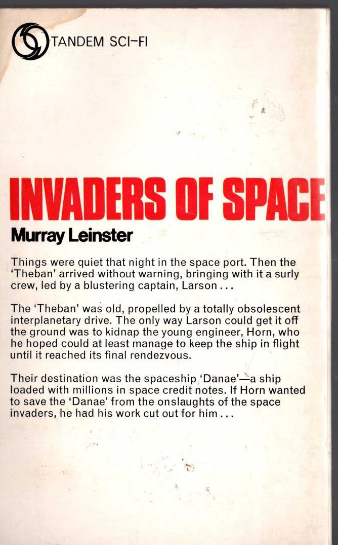 Murray Leinster  INVADERS OF SPACE magnified rear book cover image