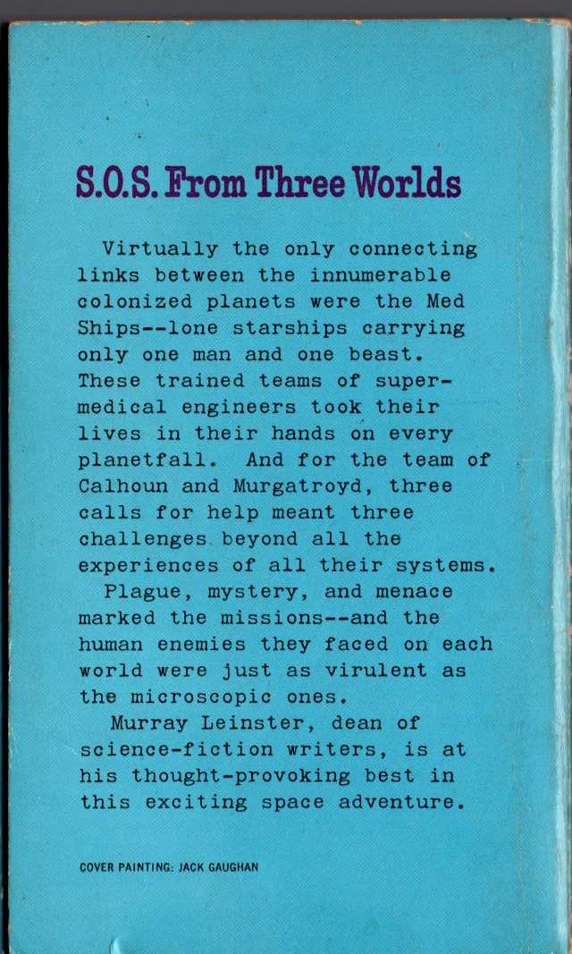 Murray Leinster  S.O.S. FROM THREE WORLDS magnified rear book cover image