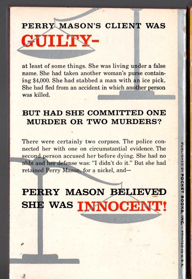 Erle Stanley Gardner  THE CASE OF THE FOOT-LOOSE DOLL magnified rear book cover image