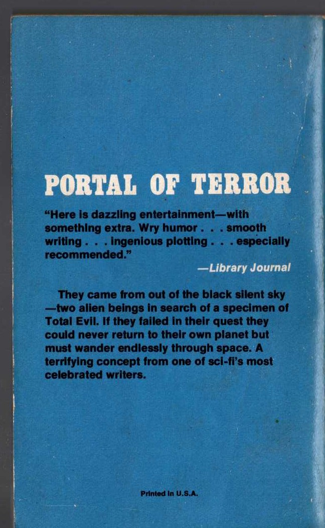 Lloyd Biggle  THE SILENT SKY (original title: THE RULE OF THE DOOR) magnified rear book cover image