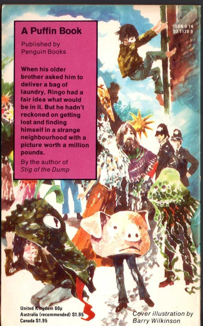 Clive King  ME AND MY MILLION magnified rear book cover image
