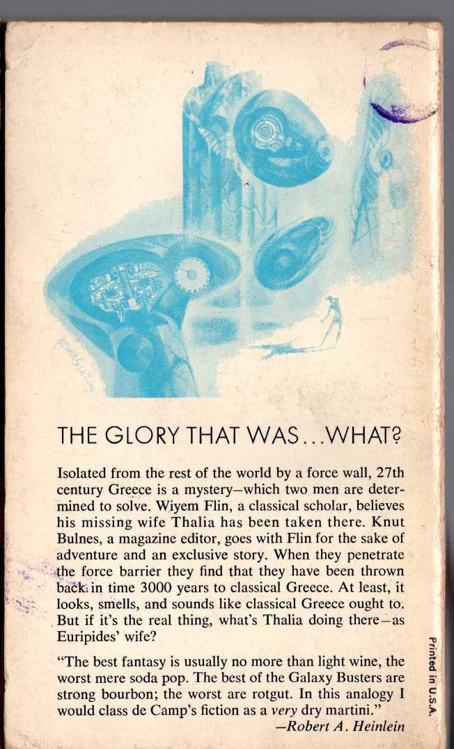 L.Sprague de Camp  THE GLORY THAT WAS magnified rear book cover image