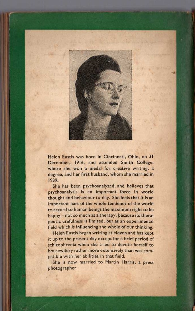 Helen Eutis  THE HORIZONTAL MAN magnified rear book cover image