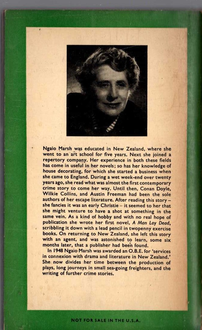 Ngaio Marsh  DEATH IN ECSTASY magnified rear book cover image