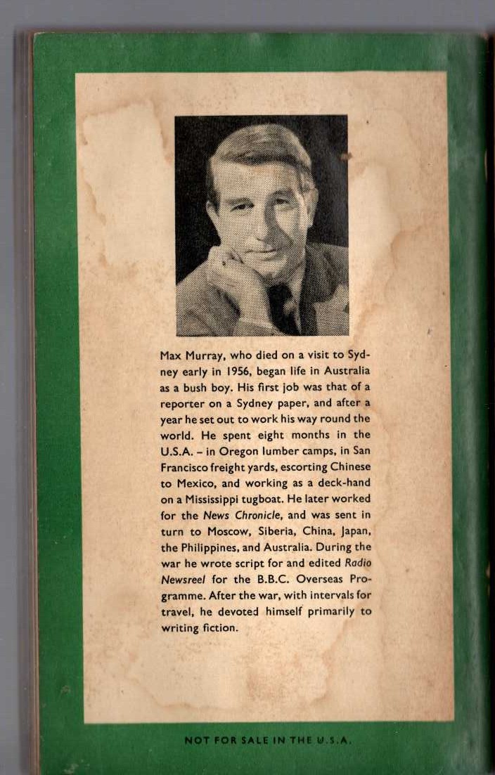 Max Murray  THE RIGHT HONOURABLE CORPSE magnified rear book cover image