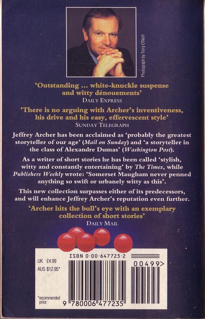 Jeffrey Archer  TWELVE RED HERRINGS magnified rear book cover image