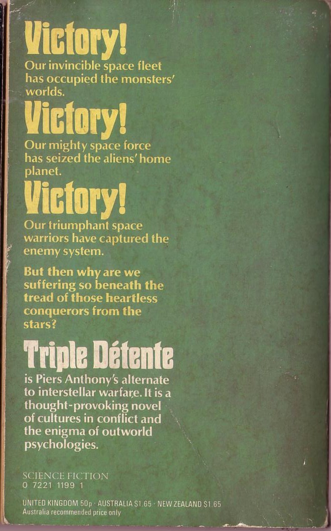 Piers Anthony  TRIPLE DETENTE magnified rear book cover image