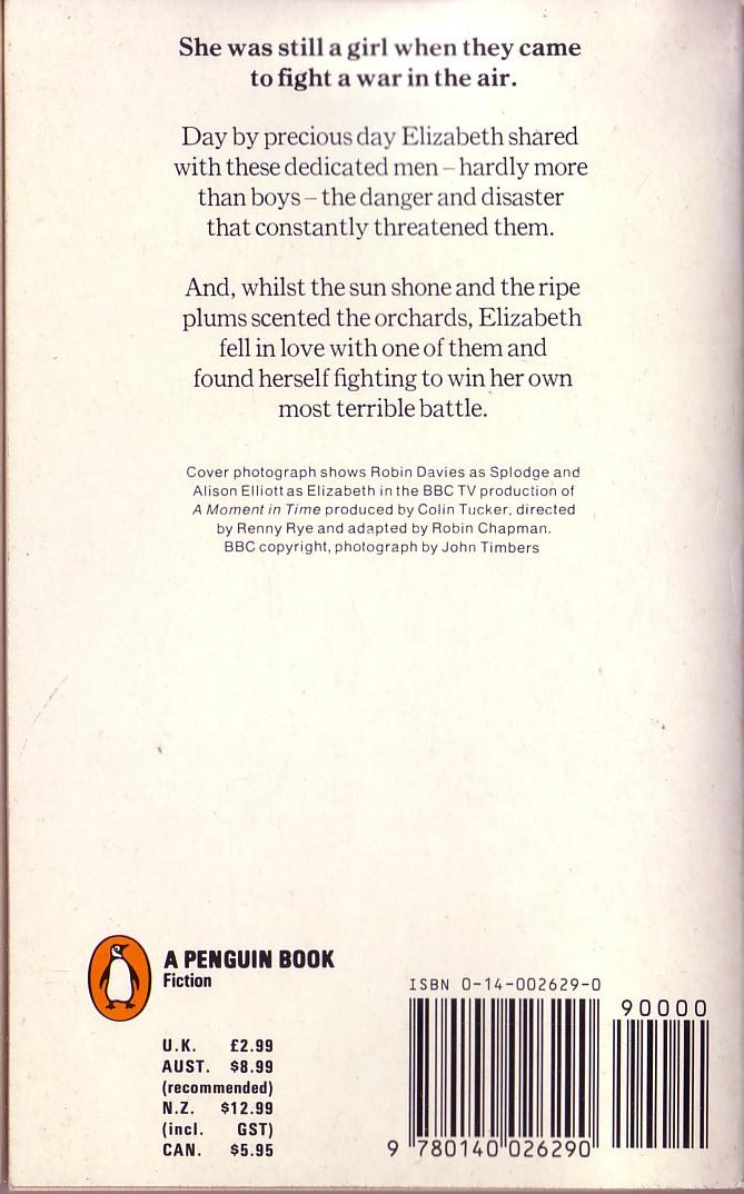 H.E. Bates  A MOMENT IN TIME (BBC TV tie-in) magnified rear book cover image