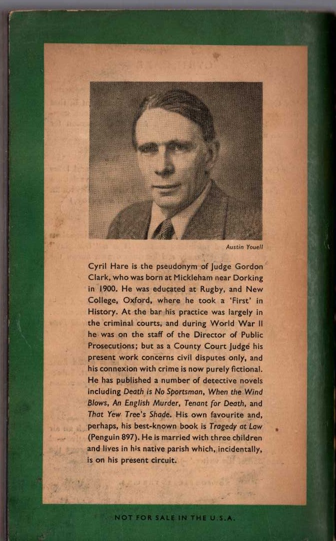 Cyril Hare  SUICIDE EXPECTED magnified rear book cover image