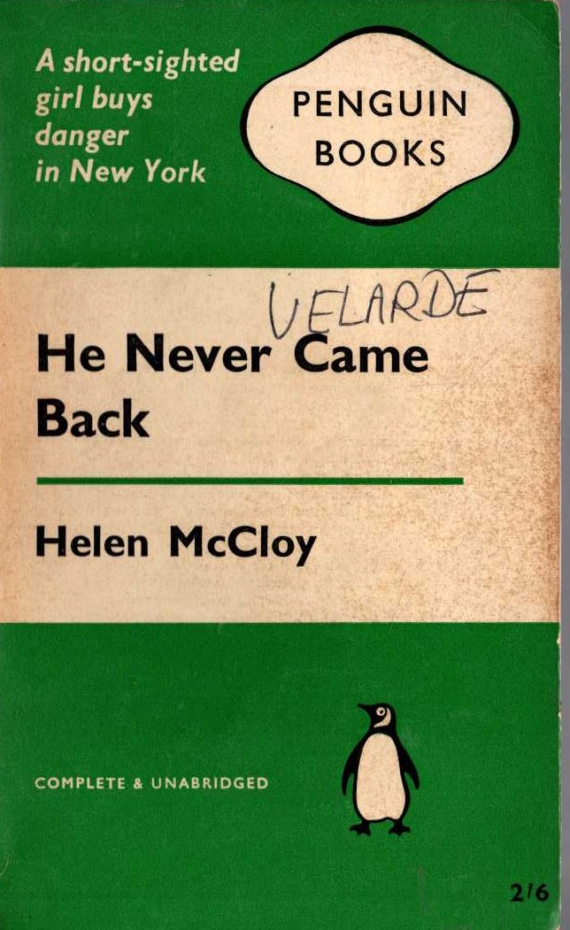 Helen McCloy  HE NEVER CAME BACK front book cover image