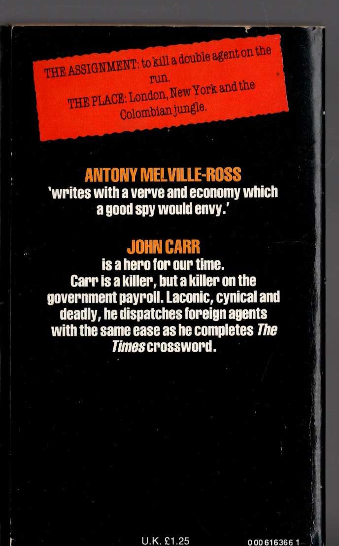 Antony Melville-Ross  BACKLASH magnified rear book cover image