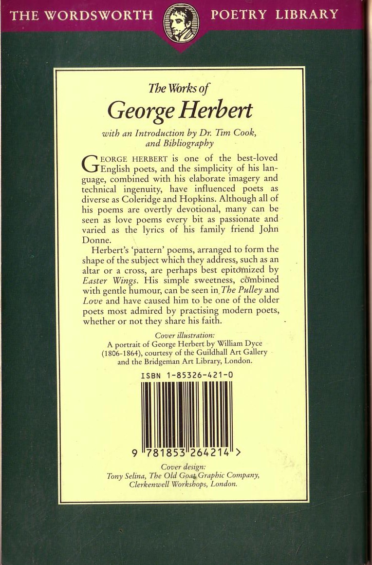 The WORKS OF GEORGE HERBERT magnified rear book cover image