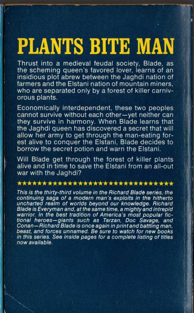 Jeffrey Lord  BLADE 33: KILLER PLANTS OF BINAARK magnified rear book cover image