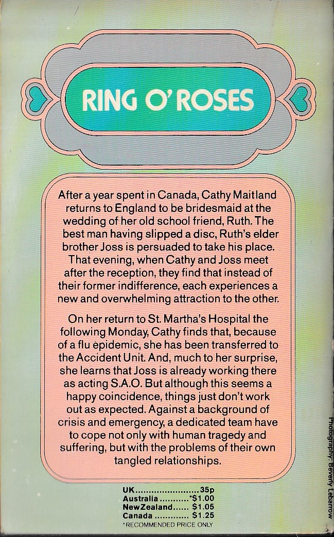Lucilla Andrews  RING O' ROSES magnified rear book cover image