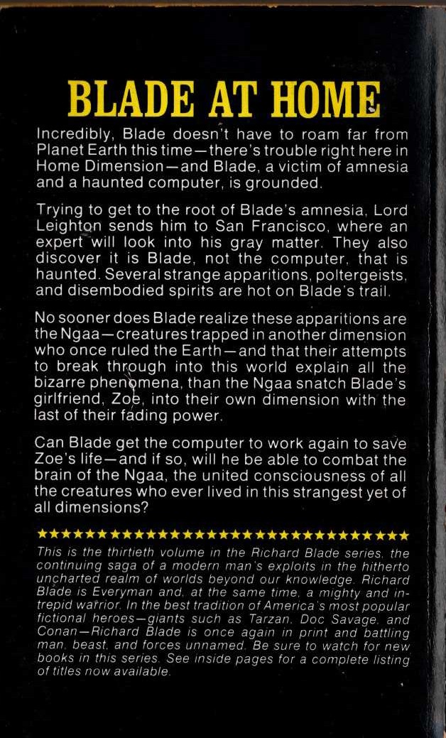 Jeffrey Lord  BLADE 30: DIMENSION OF HORROR magnified rear book cover image