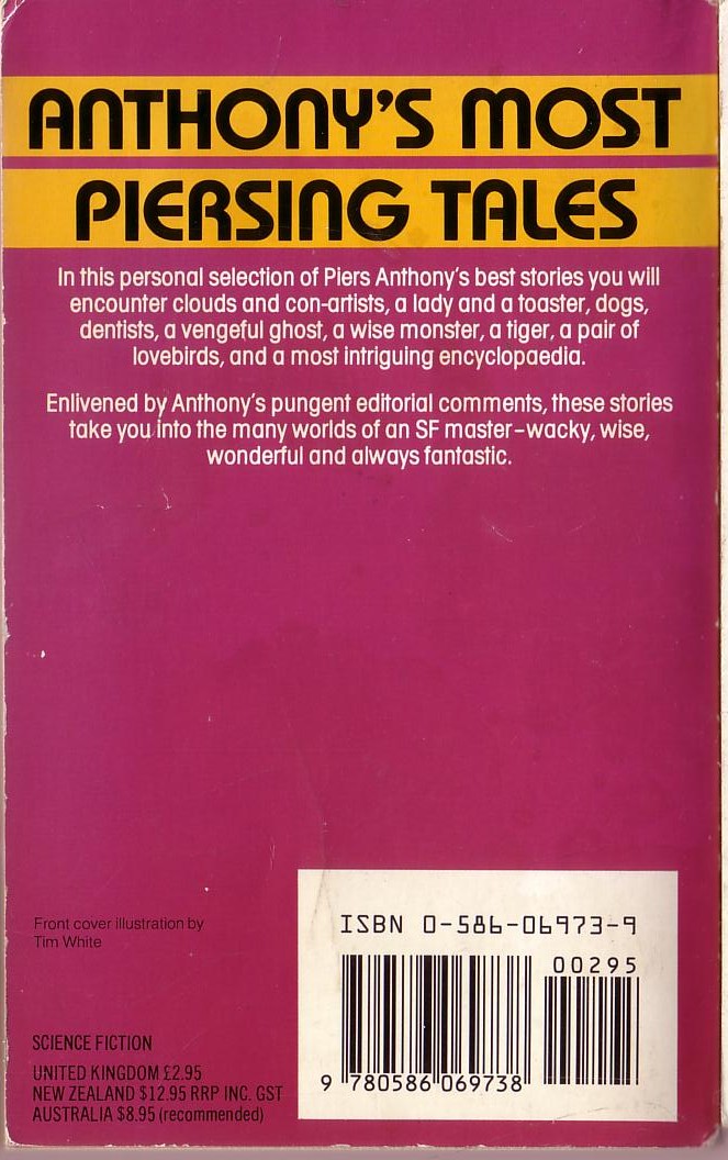 Piers Anthony  ANTHONOLOGY magnified rear book cover image