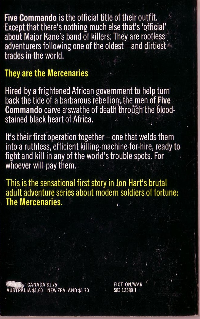 Jon Hart  THE MERCENARIES: BLACK BLOOD magnified rear book cover image