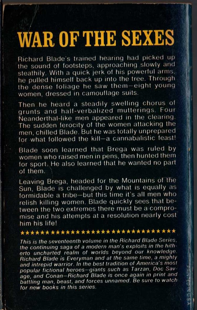 Jeffrey Lord  BLADE 17: THE MOUNTAINS OF BREGA magnified rear book cover image