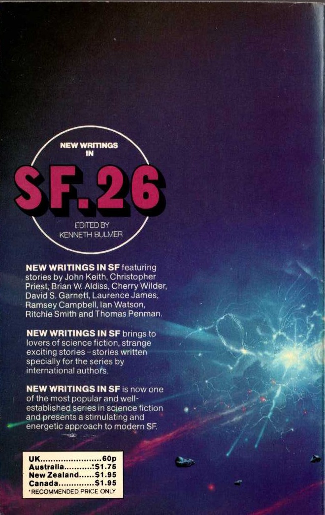 Kenneth Bulmer (Edits) NEW WRITINGS IN SF.26 magnified rear book cover image